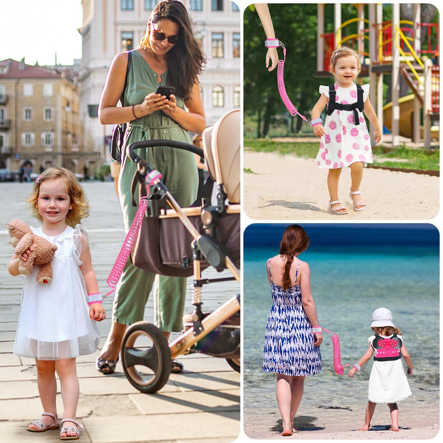 Accmor Toddler Leash Harness, Child Harness Baby Leash + Anti-Lost Wrist Link, Cute Kids Harness with Walking Strap Tether Belt for 1-5 Years Boys and Girls to Zoo or Mall