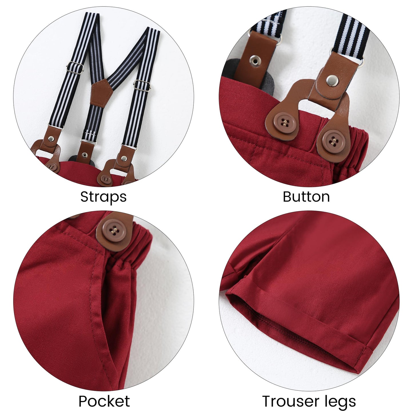 YUEMION Infant Baby Boy Clothes Gentleman Outfits Suits Summer Short Sleeve Bowtie Bodysuit Shirts + Suspender Shorts(0-24M)