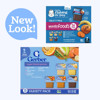 Gerber Stage 2 Baby Food, Super Blends Puree Tubs, No Added Colors or Flavors, Baby Puree, Variety 32-Pack