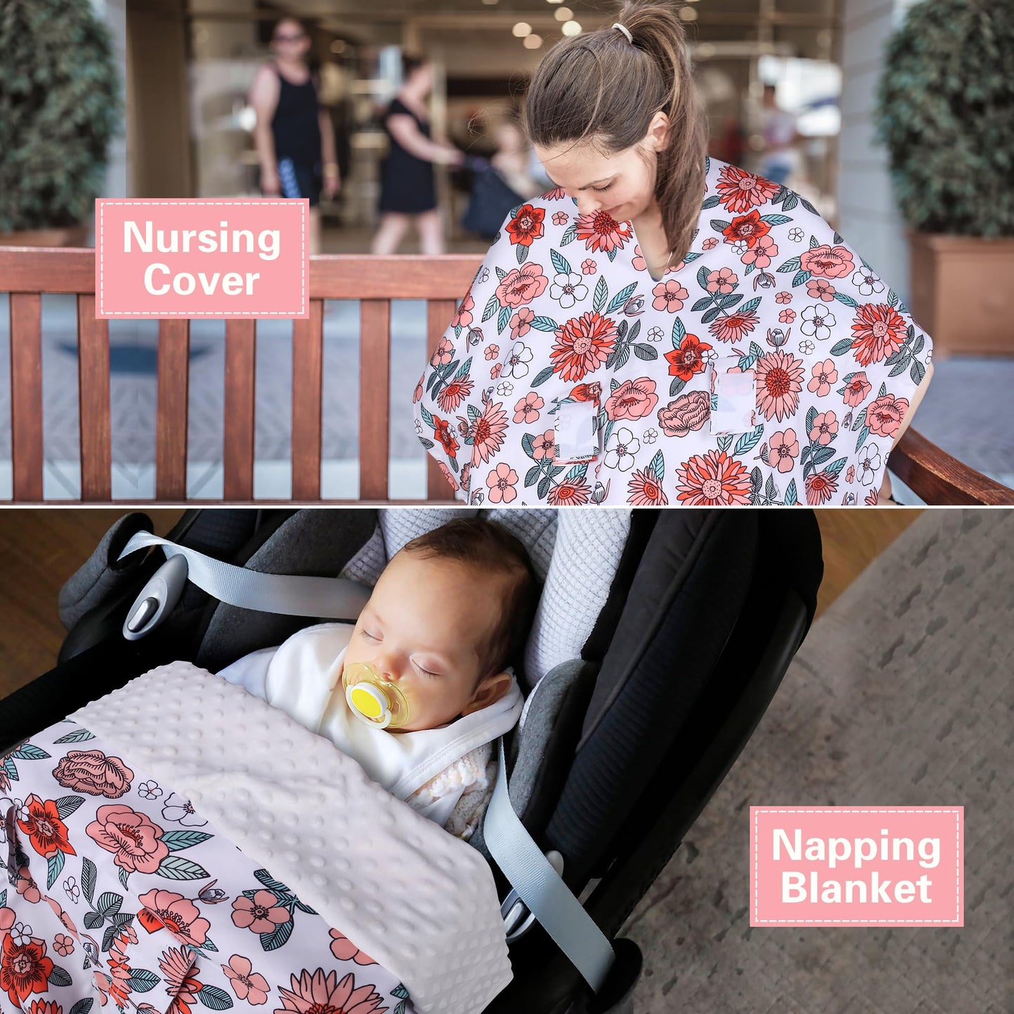 Rquite Car Seat Cover Baby, Carseat Covers Baby Boy, Minky Infant Car Seat Cover Winter, Peekaboo Opening Car Seat Canopy, Multi-use Baby Carrier, Stroller, Nursing Cover, Minky Blanket, Dinosaur