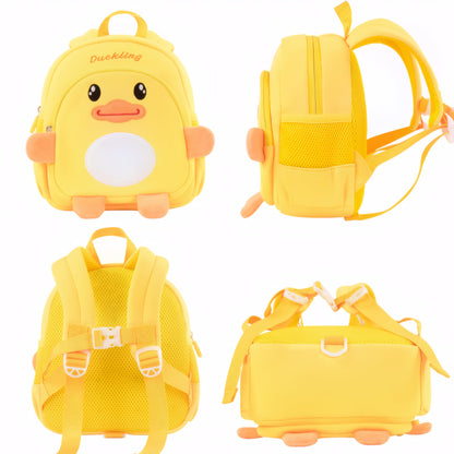 Toddler Backpacks for Boys Girls 2-4 Cute 3D Kids Duck Schoolbag with Baby Leash for Small Preschool Kindergarten Bookbag Cartoon Mini Travel Bags 10inch (Yellow)
