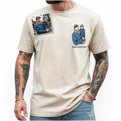NAZENTI Personalized Dad Embroidered Sweatshirt, Custom Dad Est Shirt with Kid Name, Photo Shirt for Men, Fathers Day Shirts