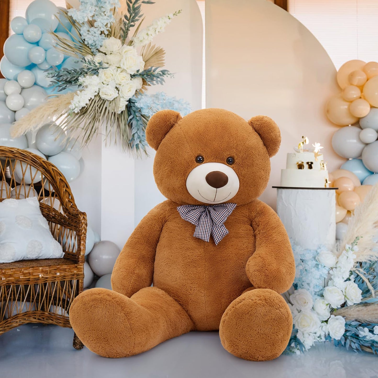 MaoGoLan Giant Big Teddy Bear 4 Feet 47 inch Life Size Tan Plush Bear Brown Stuffed Animal for Children Boyfriend