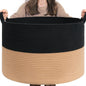INDRESSME XXXLarge Cotton Rope Basket 21.7" x 21.7" x 13.8" Woven Baby Laundry Blanket Basket Toy Baskets with Handle Storage Comforter Cushions Thread Laundry Hamper