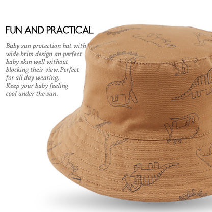 JANGANNSA Dinosaur Baby Boys Sun Hat Cotton Toddler Girls Bucket Hats Summer Sun Protect Cap for Kids