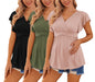 Ekouaer Maternity Shirts 3 Packs Flying Short Sleeve Nursing Tops Pregnancy Clothes