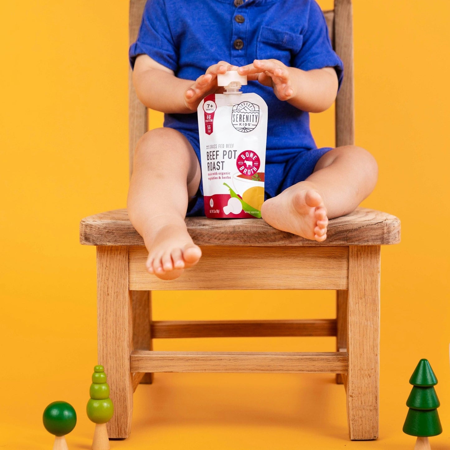 Serenity Kids 7+ Months Bone Broth Puree Made With Organic Veggies - Clean Label Project Purity Award Certified - 3.5 Ounce BPA-Free Pouch - Grass Fed Beef Pot Roast - 12 Count - Baby Food Pouch