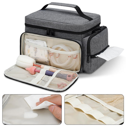 Breast Pump Bag Fit for Spectra S1 and S2, Pumping Bag with Waterproof Mat for Pump Accessories, Portable Pump Carrying Case for Work, Travel and Family Use, Black