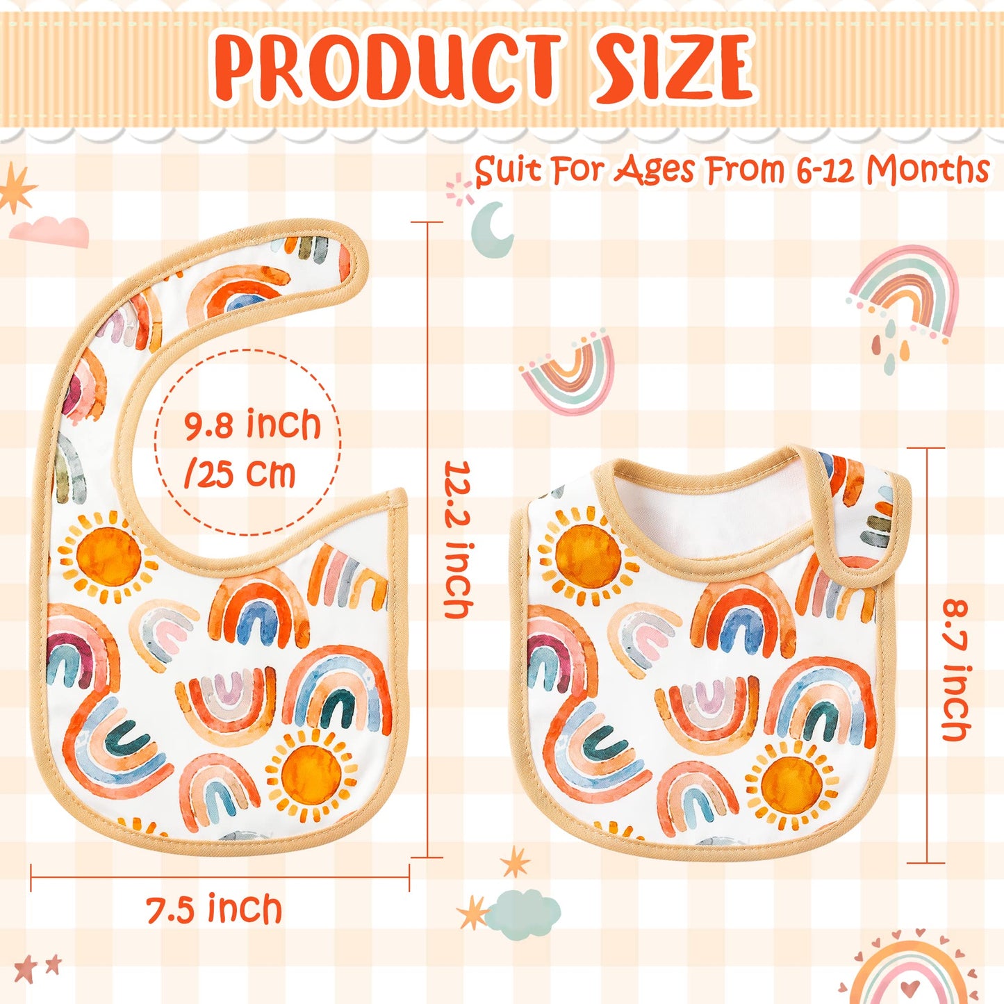 7Pcs Cotton Waterproof Baby Bibs Hook Loop Closure Newborn Bib Keepsake Baby Gift for Drooling Feeding Eating