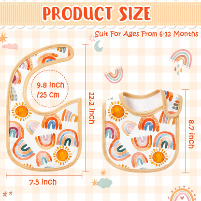 7Pcs Cotton Waterproof Baby Bibs Hook Loop Closure Newborn Bib Keepsake Baby Gift for Drooling Feeding Eating