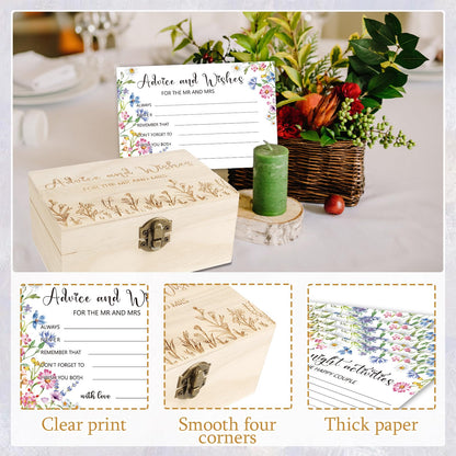 50 PCS Pink Bow Baby Shower Advice Cards For Parents To Be, Advice and Wishes Cards with Box for Baby Shower Games Advice for New Parents Baby Showers