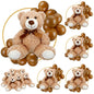 6 Sets Bear Baby Shower Table Centerpieces Bear Stuffed Animals 12 Inch Metal Floral Hoop with Stand Balloon for Wedding Baby Shower Birthday Flowers Table Decorations(Brown)