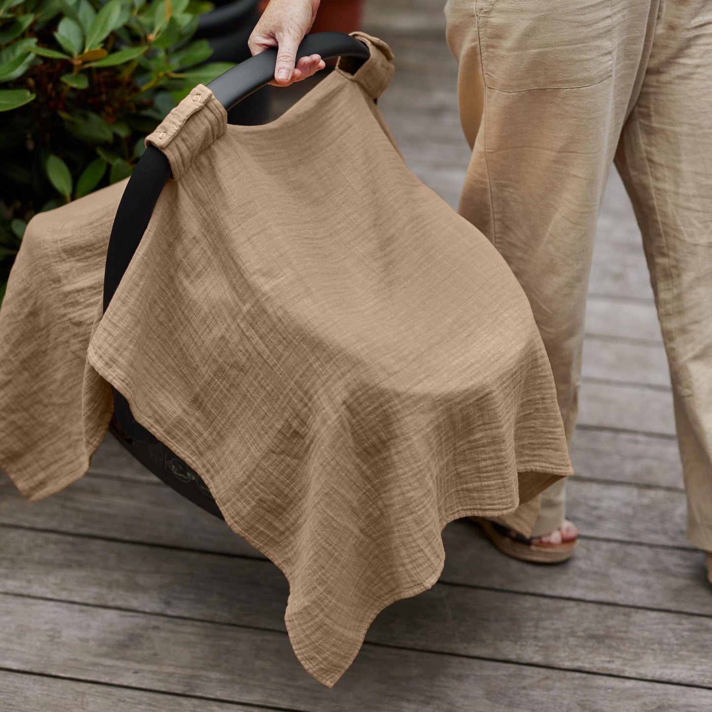 Car Seat Cover Baby - Organic Cotton - Carseat Covers Baby - Carseat Cover - Car Seat Canopy - Carseat Canopy - 100% Muslin Cotton, 43" x 32" (Soft Grey)