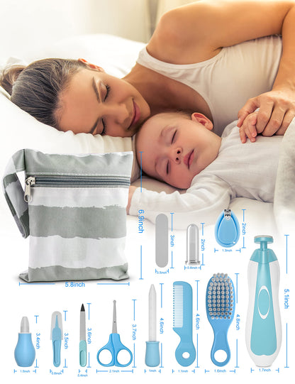 OTTOLIVES Baby Healthcare and Grooming Kit, 24 in 1 Baby Electric Nail Trimmer Set Newborn Nursery Health Care Set for Newborn Infant Toddlers Baby Boys Girls Kids (0-3 Years+) (Green)