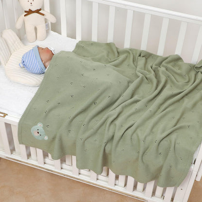 mimixiong Organic Cotton Baby Blanket Neutral Knitted Soft Crib Nursery Swaddling Receiving Blankets for Newborn Baby Boy Girl 40x30 Inch (Oatmeal)