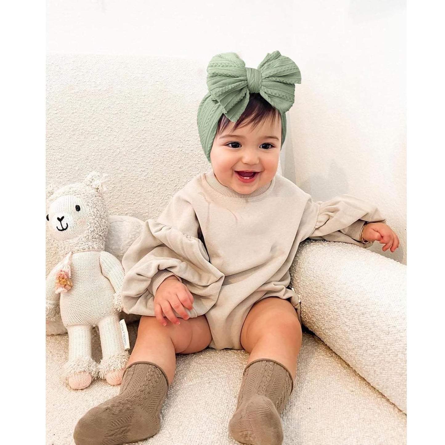 Niceye Handmade Baby Headbands Soft Stretchy Nylon Hair Bands with Bows for Newborn Infant Baby Toddler Girls- Pack of 6