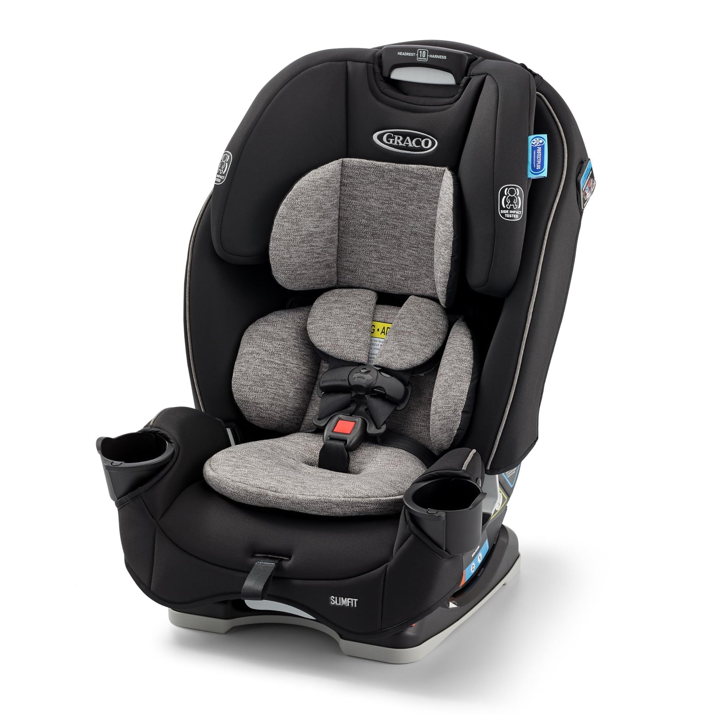 Graco SlimFit 3-in-1 Convertible Car Seat, Space Saving Design, Forward & Rear-Facing, Highback Booster Option – Purple
