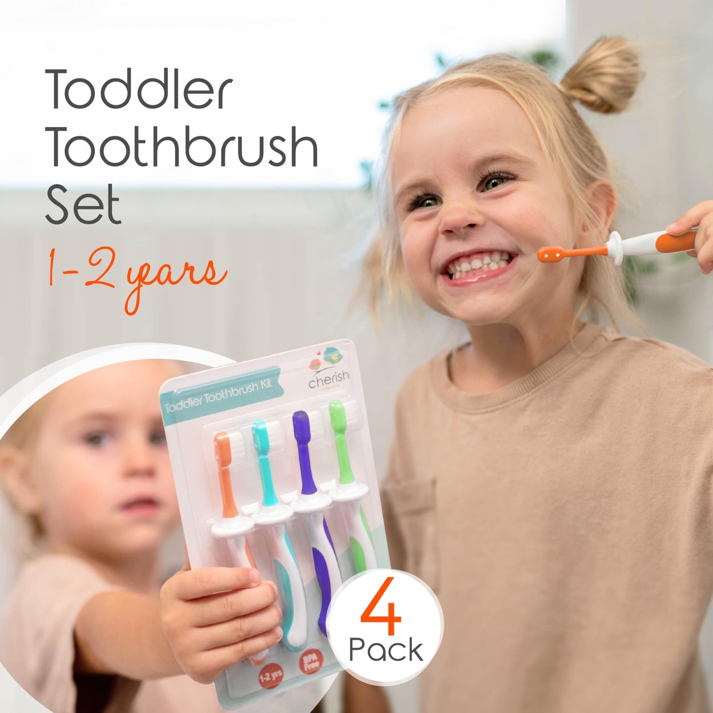 Cherish Baby Care Baby Toothbrush & Toddler Toothbrush Set (0-2 Years) - BPA-Free & Safety-Tested, 2023 Award Winner, Food-Grade Silicone (Teal)