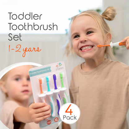 Cherish Baby Care Baby Toothbrush & Toddler Toothbrush Set (0-2 Years) - BPA-Free & Safety-Tested, 2023 Award Winner, Food-Grade Silicone (Teal)