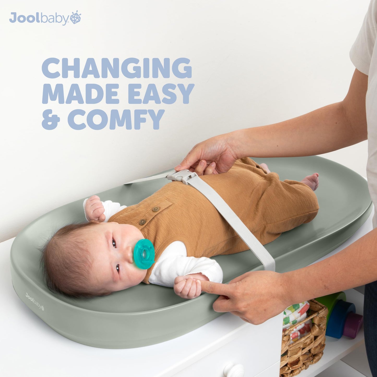 Jool Baby Waterproof Baby Changing Pad - Easy to Clean, Lightweight & Portable - Large Foam Cushion for Comfort (Sage)