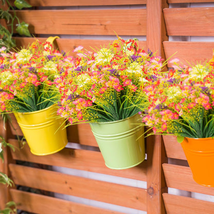 12 Bundles Artificial Flowers Outdoor UV Resistant Fake Plastic Plants Indoor Outside Hanging Plants Garden Porch Window Box Home Wedding Farmhouse Festive Shrub Decor (Pink)