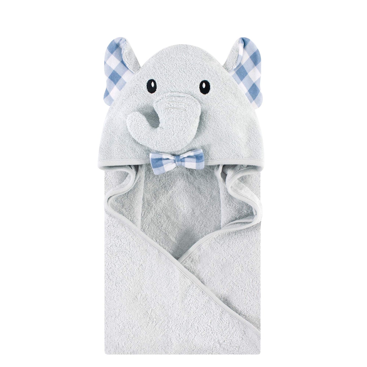 Hudson Baby Unisex Baby Cotton Animal Face Hooded Towel, Pretty Elephant, One Size