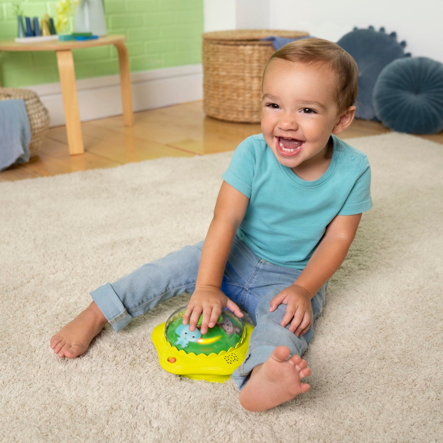 Bright Starts JuneBerry Walk-A-Bout Baby Walker and Entertainer, Removeable Floor Toy, with Easy Fold Frame for Storage, Ages 6 Months +