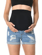 V VOCNI Maternity Denim Shorts Women's Summer High Waist Distressed Cuffed Hem Casual Denim Jeans Short