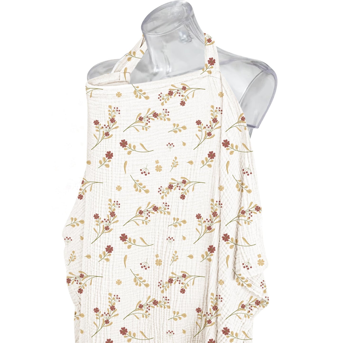 Konssy Muslin Nursing Cover for Baby Breastfeeding, Breathable 100% Cotton Breastfeeding Cover with Rigid Hoop for Mother Nursing Apron, Multi-use Carseat Canopy (Summer Wheat)