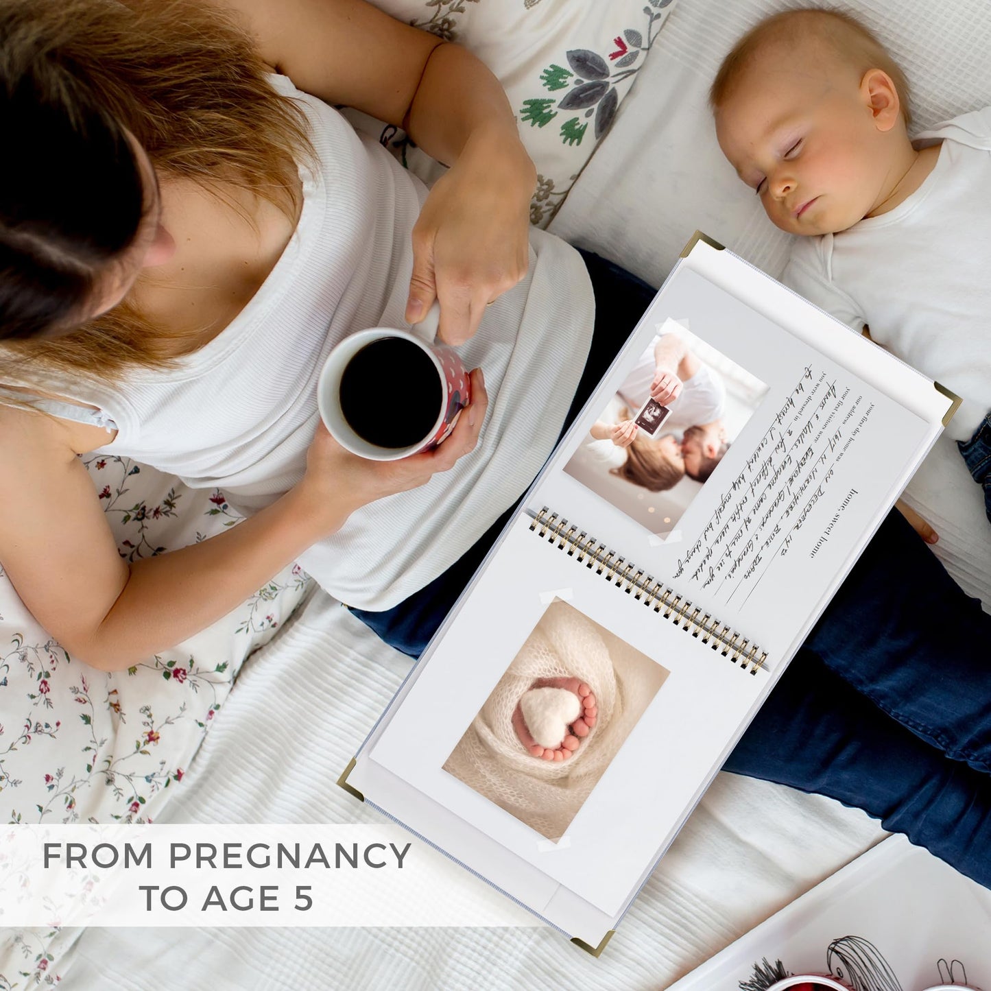 Keepsake Baby Memory Book for Boys and Girls – Timeless First 5 Year Baby Book – Neutral Journal Scrapbook or Photo Album - Record a Milestone for Every Event from Birth to Age 5