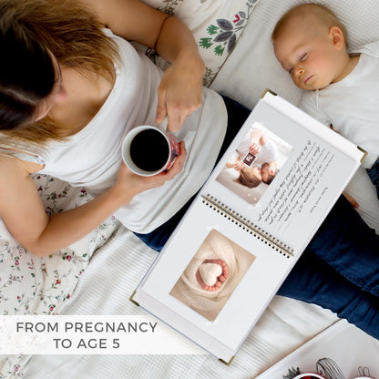 Keepsake Baby Memory Book for Boys and Girls – Timeless First 5 Year Baby Book – Neutral Journal Scrapbook or Photo Album - Record a Milestone for Every Event from Birth to Age 5