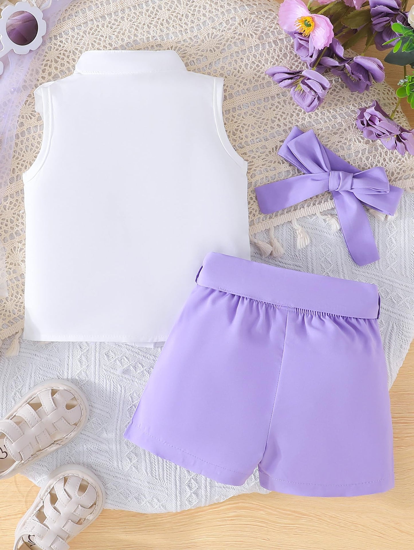 SUREPOCH Baby Girl Clothes Toddler Summer Embroidery Short Shirt Pant Girl Outfit Sleeveless Top Clothes Set