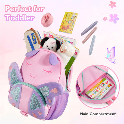 mommore Toddler Backpack for Boys 2-4, 3D Cartoon Mini Kids Travel Bag, Small Baby Backpack with Toddler Leash, Chest Buckle, Water-Resistant Pre-K Schoolbag, Dinosaur