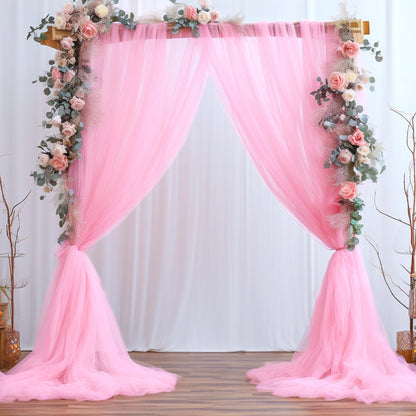 Champagne Tulle Backdrop Curtain for Parties Wedding 10ft×8ft Champagne Sheer Backdrop Curtains for Baby Shower Bridal Shower Reception Birthday Party Christmas Photoshoot Decorations 2 Panels