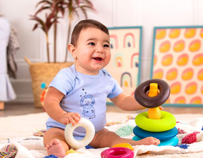 B. toys – Sensory Baby Toys – Soft Baby Blocks – Stacking Drip Cups – Numbers, Shapes & Animals – 6 Months + – Stackin' Squishies