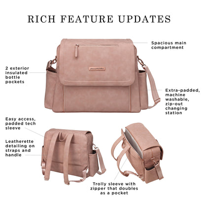 Petunia Pickle Bottom Boxy Backpack Deluxe, Diaper Bag for Parents, Stylish Baby Bag, Spacious Backpack, On-The-Go Moms, Toffee Rose