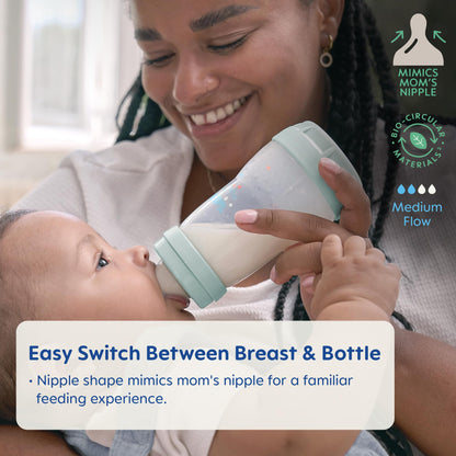 MAM 9oz Easy Start Anti-Colic Baby Bottles, Medium Flow, Breastfeeding-Like Silicone Nipple Bottle, Reduces Colic, Gas, & Reflux, Easy-to-Clean, BPA-Free, 2+ Months