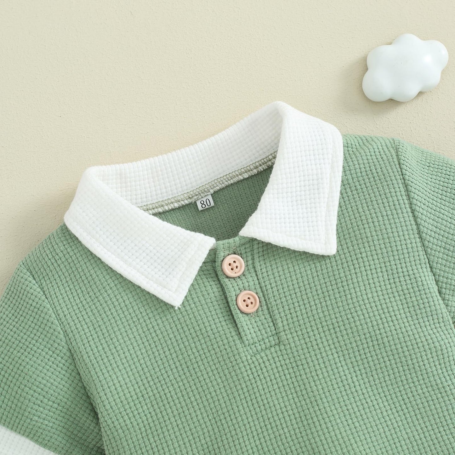 Kuriozud Newborn Baby Boy Summer Clothes Button Short Sleeve Romper Bodysuit Shorts Set Toddler Soft Waffle Outfit