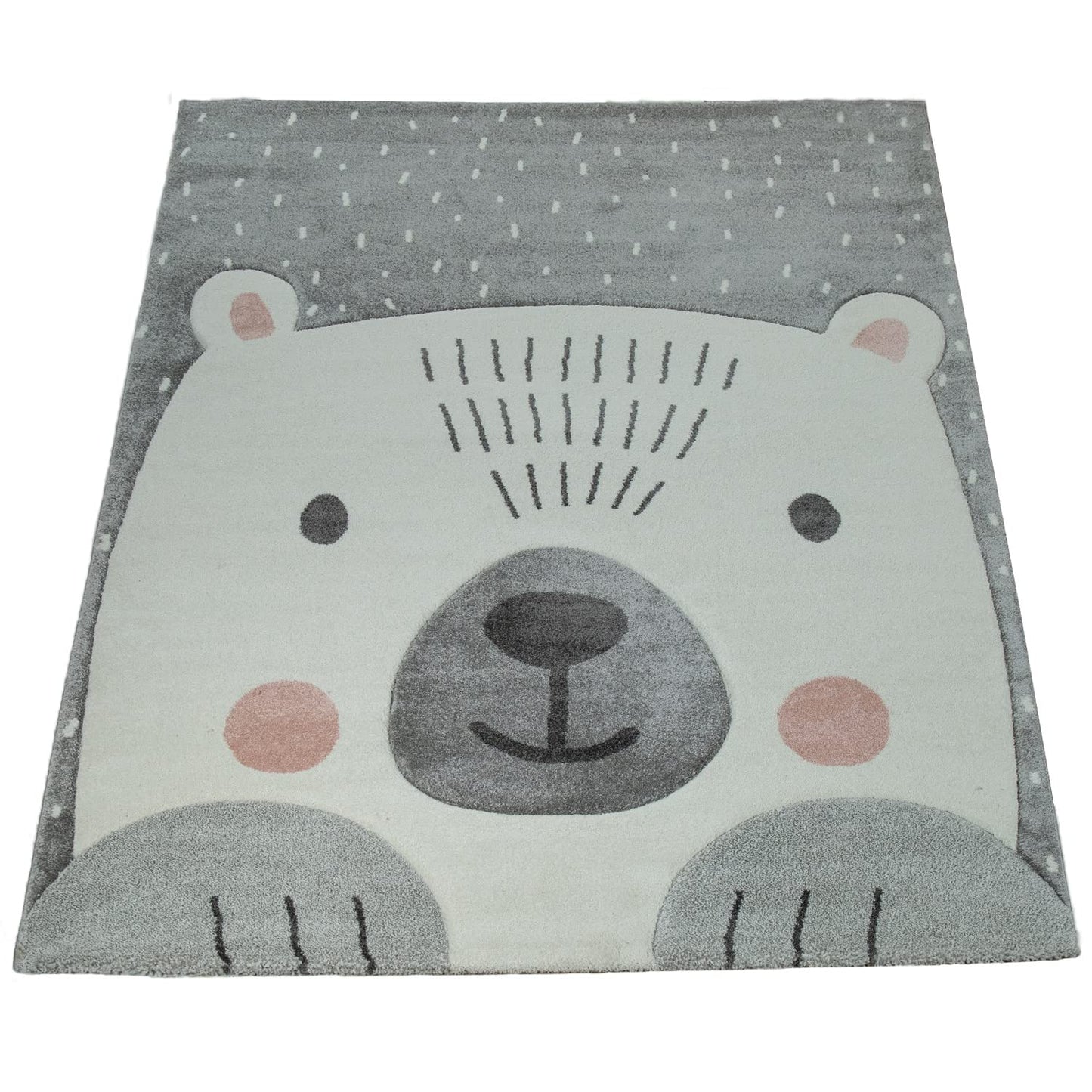 Kids Rug with Cute Animals on a Hot Air Balloon Ride in Pastel, Size: 2'8" x 4'11"