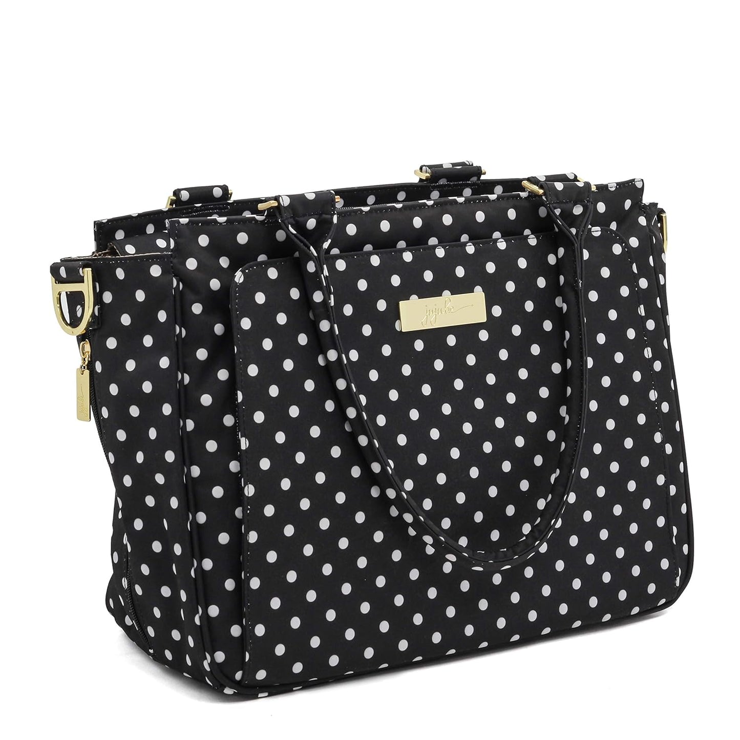 JuJuBe Be Classy Structured Multi-Functional Multi-Functional Diaper Bag/Purse, Legacy Collection - The Duchess - Black with White Polka Dots