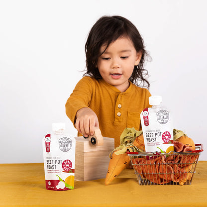 Serenity Kids 6+ Months Baby Food Pouches - Puree with Ethically Sourced Meat & Organic Veggies - 3.5 Ounce BPA-Free Pouch - Variety Pack, 8 Count - Baby Food Meat
