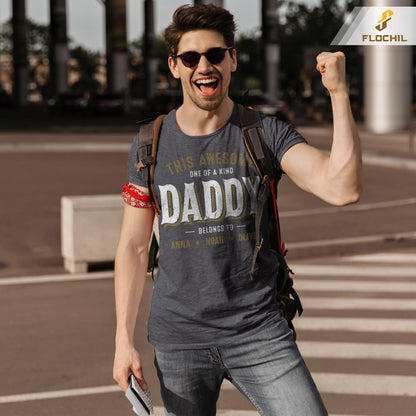 FLOCHIL Personalized Dad Shirt for Men, Custom Dad Shirt with Kids Names, Customized Fathers Day T Shirt, Gifts for Dad