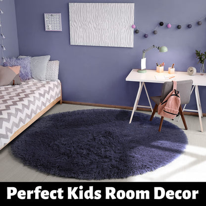Pink Round Area Rugs 6Ft for Bedroom Living Room, Big Fluffy Shag Circle Rug for Kids Playroom, Cute Preppy Room Decor for Teen Girls, Cozy Fuzzy Furry Plush Carpets for Baby Nursery, Dorm, Classroom