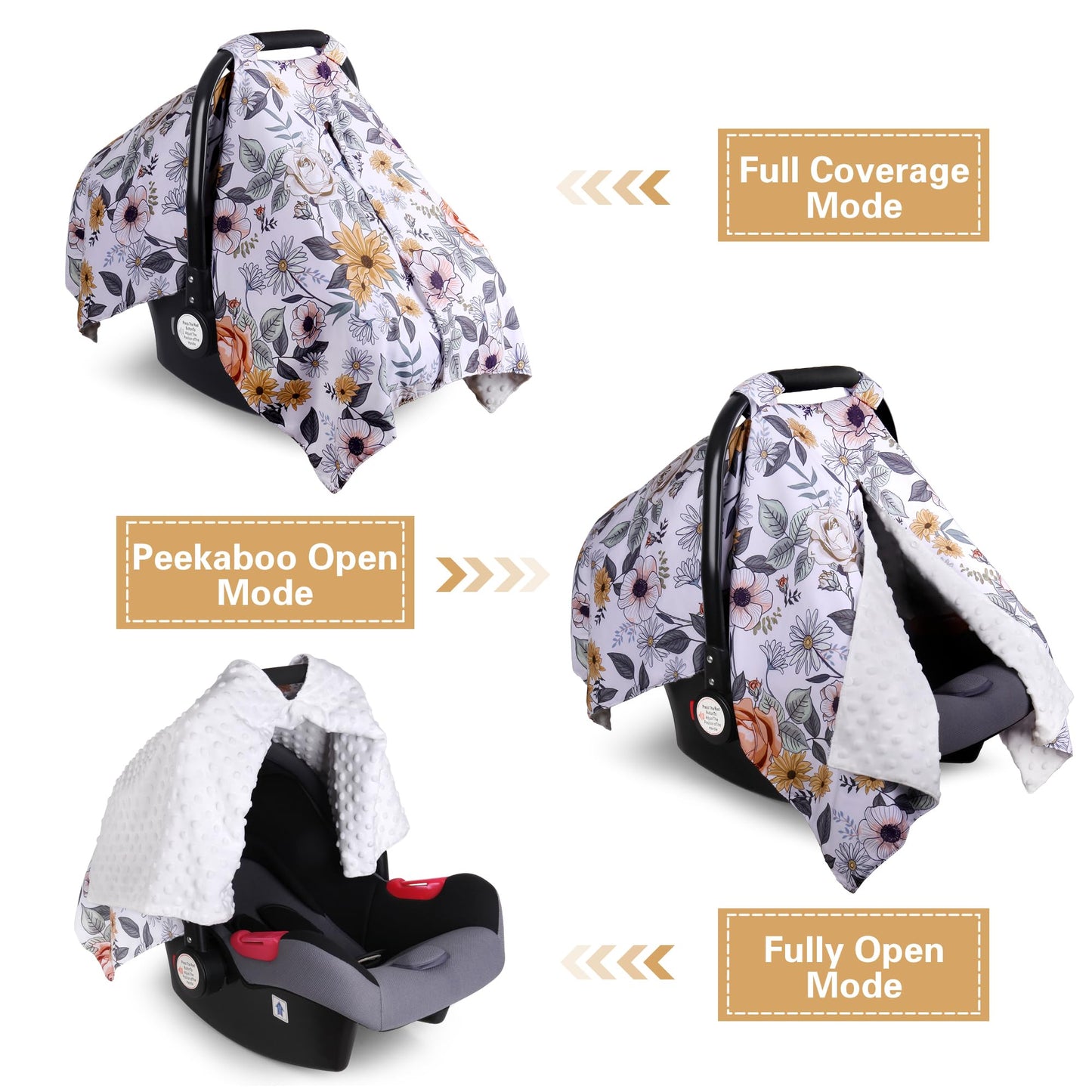 Rquite Car Seat Cover Baby, Carseat Covers Baby Boy, Minky Infant Car Seat Cover Winter, Peekaboo Opening Car Seat Canopy, Multi-use Baby Carrier, Stroller, Nursing Cover, Minky Blanket, Dinosaur