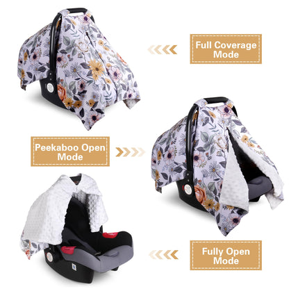 Rquite Car Seat Cover Baby, Carseat Covers Baby Boy, Minky Infant Car Seat Cover Winter, Peekaboo Opening Car Seat Canopy, Multi-use Baby Carrier, Stroller, Nursing Cover, Minky Blanket, Dinosaur