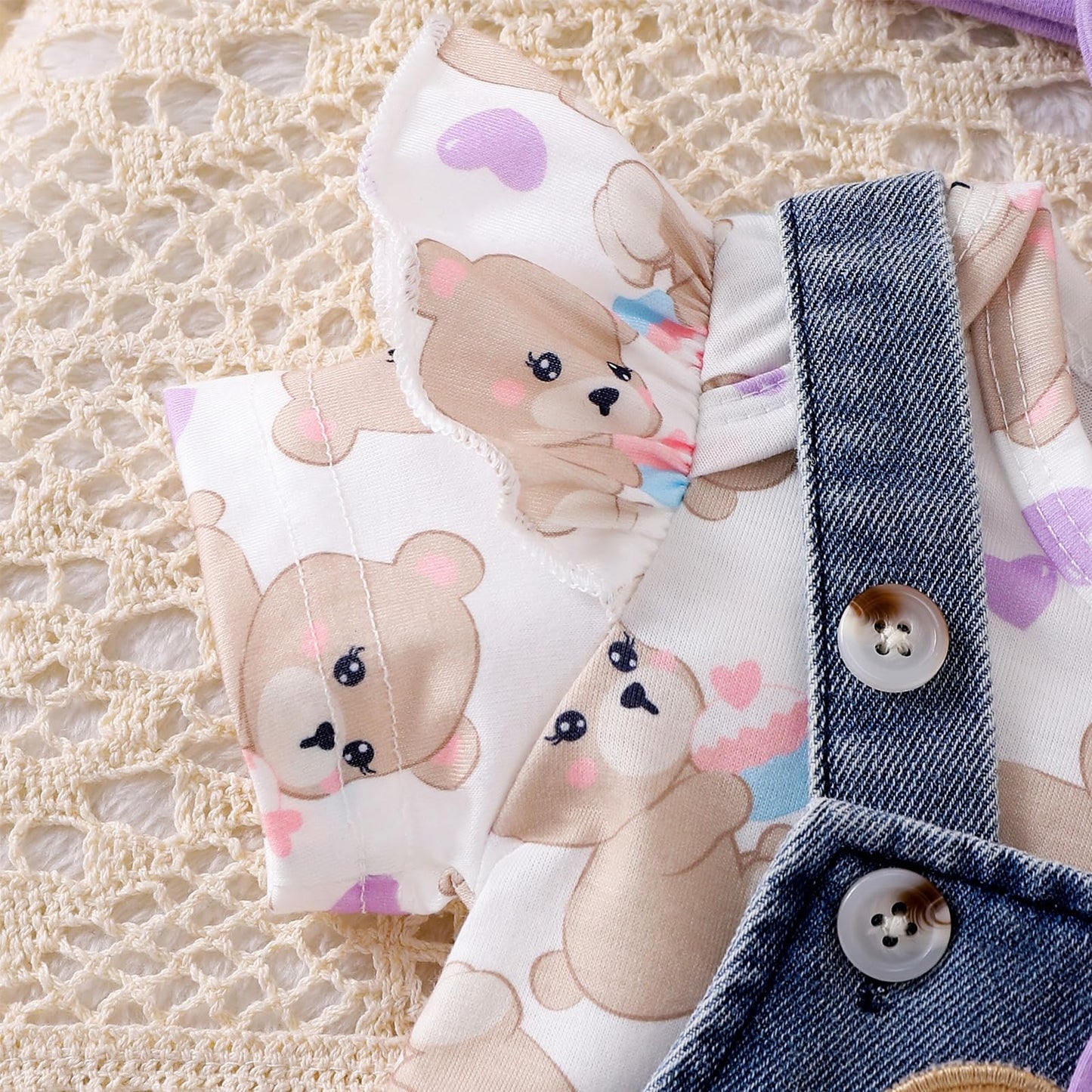 Baby Girl Clothes Suspender Skirt Newborn Ruffle Romper Cute Bear Jeans Dress Bow Headband Summer Outfits 0-18 Months