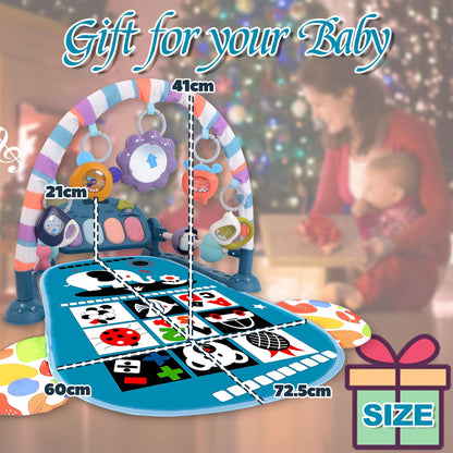 Baby Play Gym for 0-6 Months, High Contrast Tummy Time Mat, Kick and Play Piano, Music and Lights, Newborn Gifts for Girls, Pink