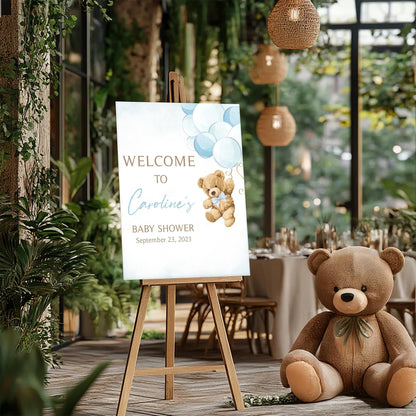 Personalized We Can Bearly Wait Baby Shower Welcome Sign, Welcome to Baby Shower Sign - Teddy Bear & Balloon Theme Décor #5