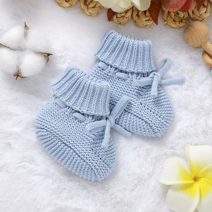 Hadetoto Baby Booties Newborn First Walkers Cozy Shoes Warm Knit Soft Booties for Toddler Infant Boy Girl