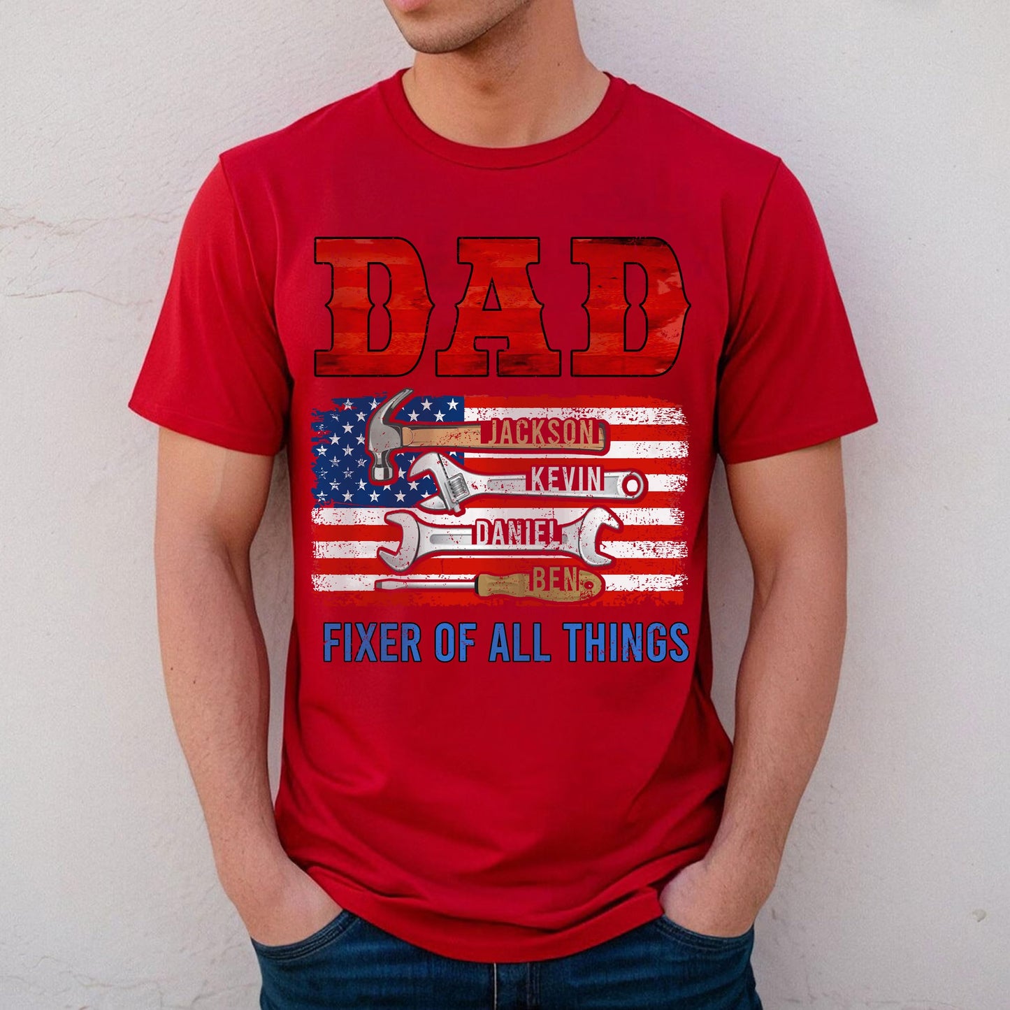 Personalized Fathers Day Shirts for Dad, Grandpa Shirt with Grandkids Names, Gifts for Dad Hunting Fishing